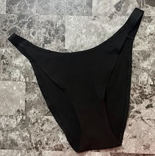 NWT VICTORIA'S SECRET PINK BLACK LOGO STRAP RIB HIGH LEG STRING BIKINI PANTIES