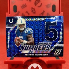 2023 Zenith BEHIND THE NUMBERS Blue Mosaic Prizm #2 Anthony Richardson RC Rookie