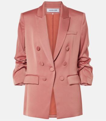 NWT $698 Veronica Beard Tomi Satin Dickey Jacket in Rose