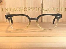 USA Optical Vintage Smokey Grey Hornrimmed Keyhole Eyeglasses Frame NOS