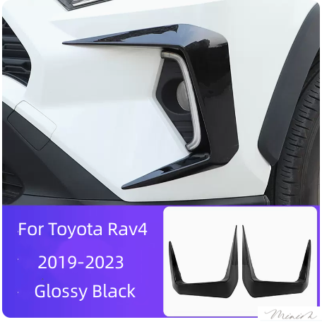 paste For Toyota RAV4 2019-2025 Black Front Bumper Fog Light Eyebrow Trim Cover - Picture 1 of 5
