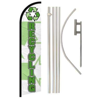 Recycling Windless Banner Swooper Advertising Flag Pole Kit Recycle Center