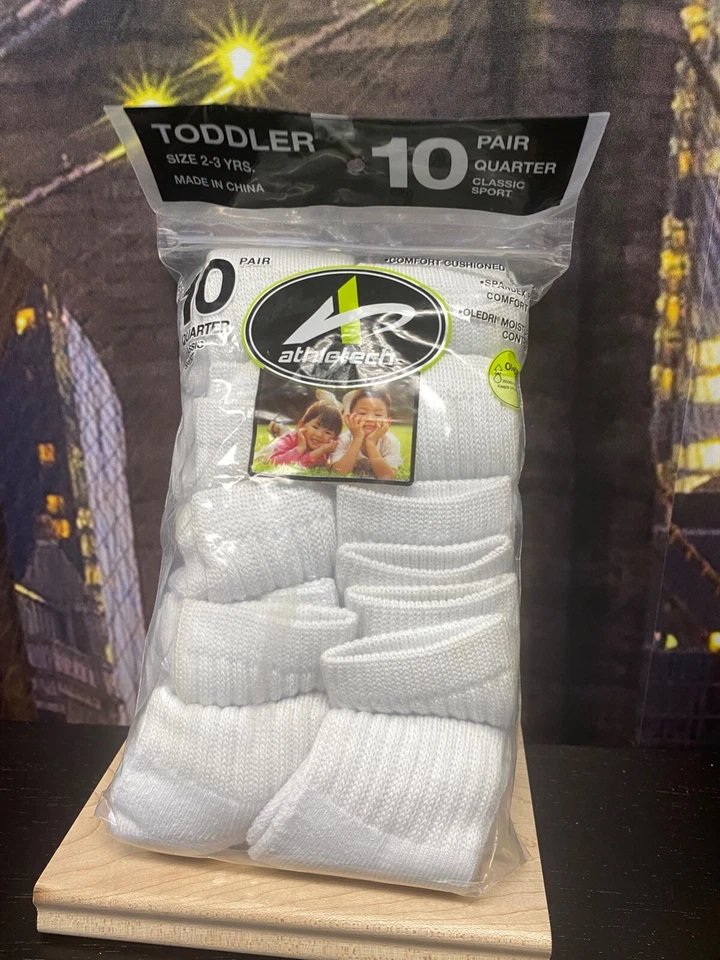 Calcetines blancos deportivos clásicos Athletech para niños pequeños cuarto - 10 pares Foto 3 de 4