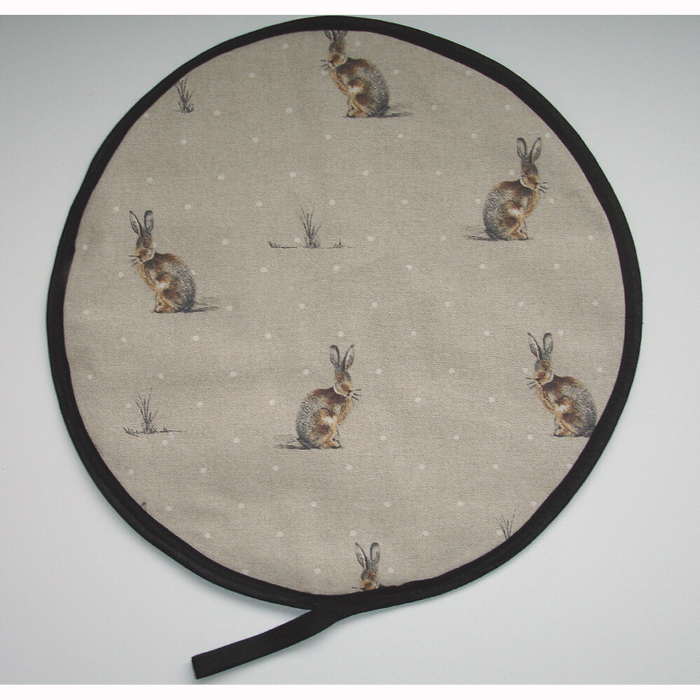 Aga Hob Covers Rabbit Set of Lid Pads Hares Brown Mat with Loops Hare