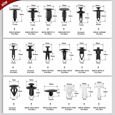 415Pcs Plastic Auto Bumper & Fender Clips Assortment Kit With Removal Tool