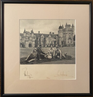 Queen Elizabeth II Prince Philip Signed Autographed Family Photo With COA Framed