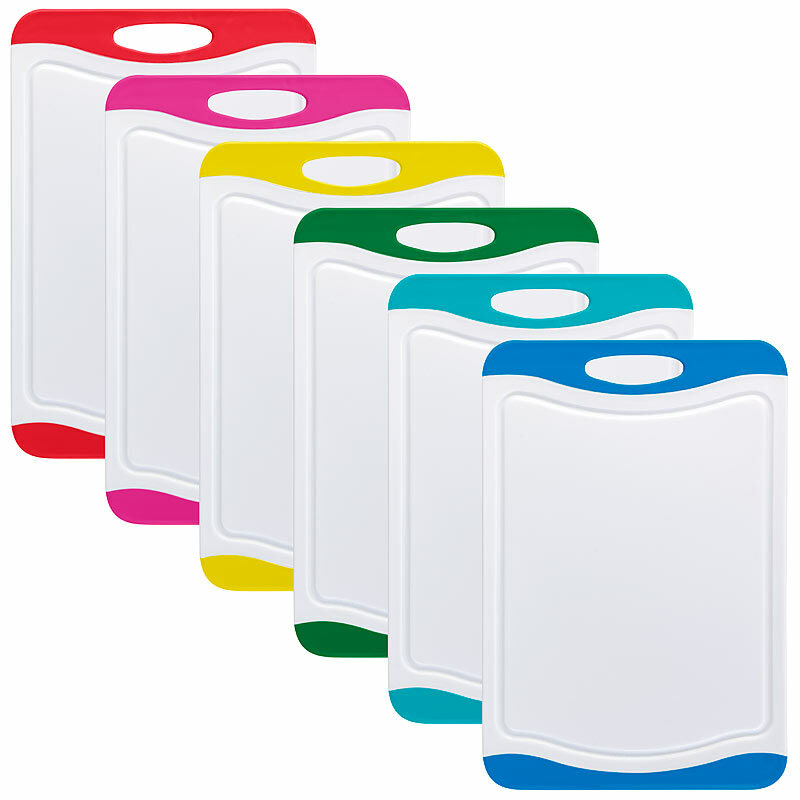 6er-Set Schneidebretter in 6 Farben, antibakteriell, je 29 x 20 cm