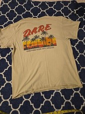 Vintage Dare Logo Backhit T-shirt Large Tan Palm Trees Tops Short Sleeve