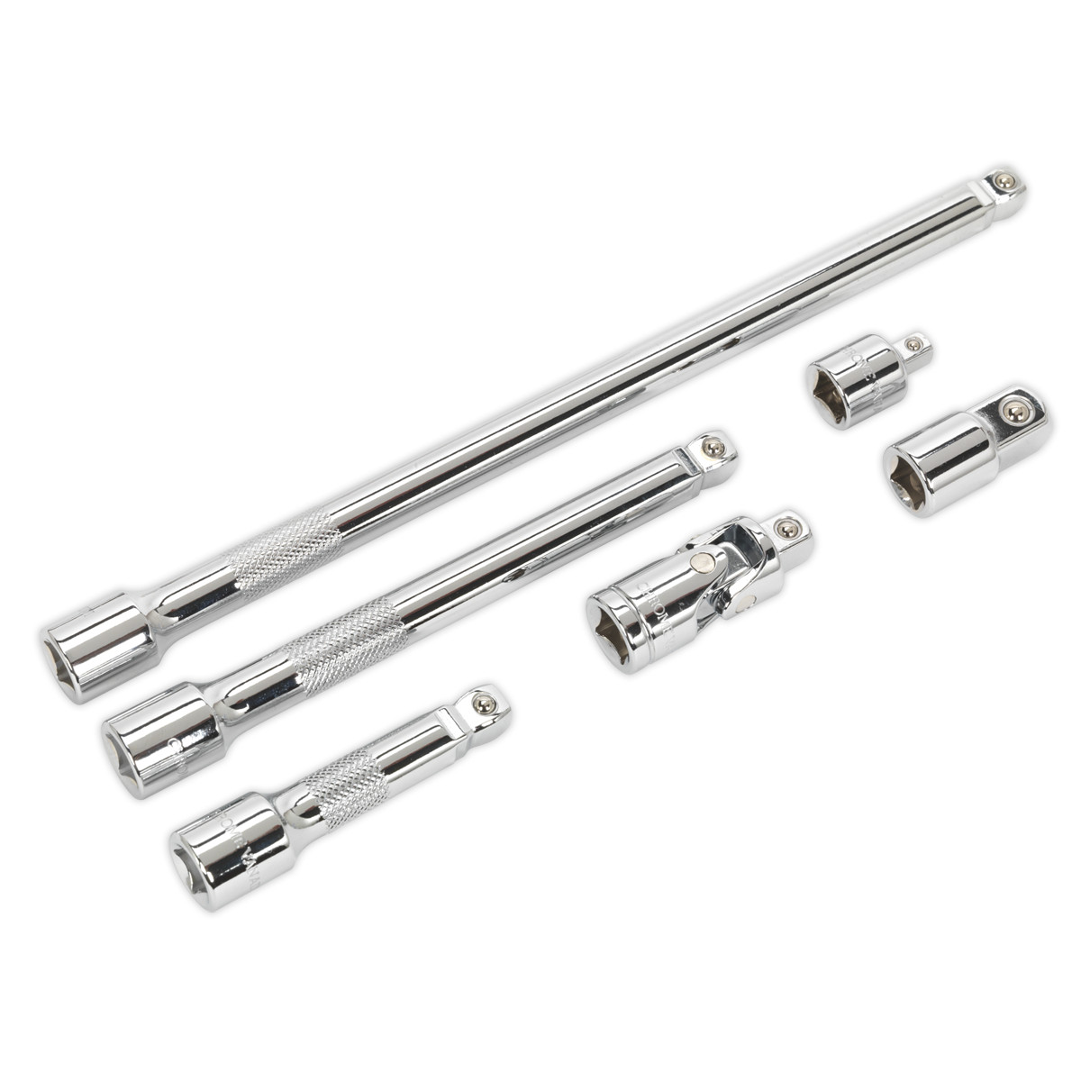 Sealey Women's Ak7690 3/8 Drive 6 Piece Wobble Rigid Extension Bar Adaptor And Universal Joint Set - Image 13