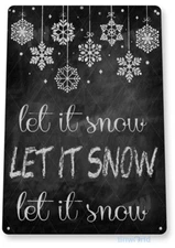 TIN SIGN Let it Snow Christmas Art Holiday Decoration Chalkboard Metal B833