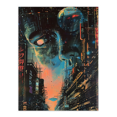 Japanische Sci Fi Stadt Tokio Japan Cyberpunk Zellstoff Wandbild Poster Druck