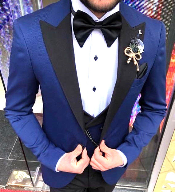 Diseñador Azul de Fumar Boda Fiesta Traje Chaleco Entallado Slim Fit 52