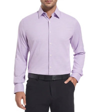 Duchamp Men's Slim Fit Cotton Stretch Shirt, Dark Purple, XL  17in , 43 