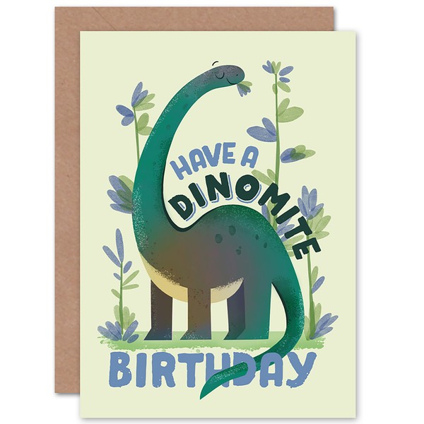 Dinosaur Apatosaurus Birthday Blank Greeting Card With Envelope-image