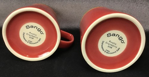 2 Sango Rustic Cranberry Coffee Tea Mug Set Replacement Red Dinnerware Mugs EXC! - Picture 2 of 4