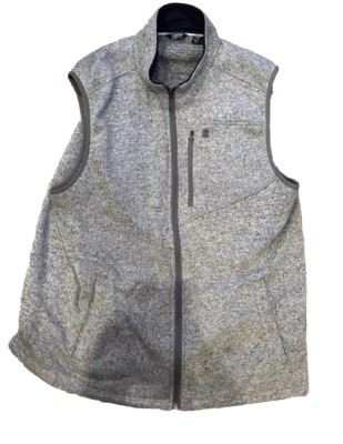 Izod Vest Izod Vest Sleeveless Fleece Gray Mens XL Zip Front