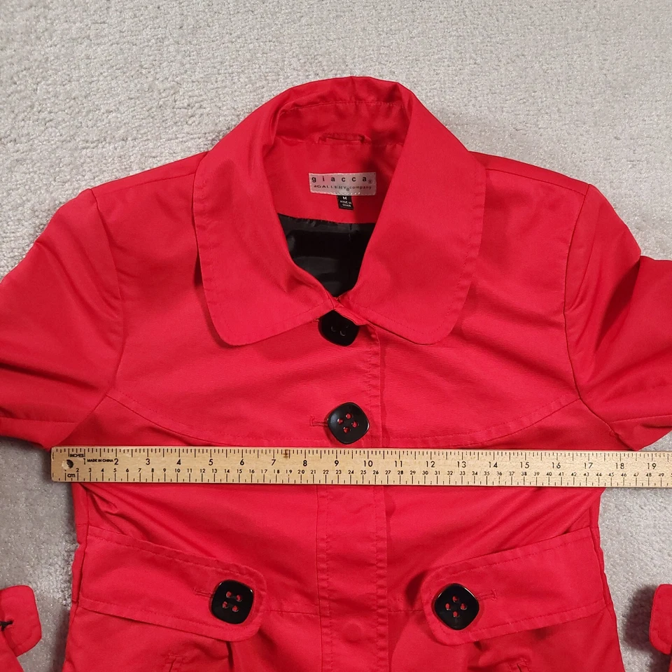 Giacca a Gallery Company Coat Women's Medium Red Collared Lined Padded Shoulders - Image 4 of 4