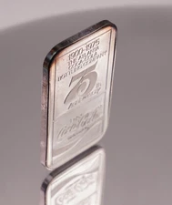 1975 Coca-Cola Atlanta Georgia 75th World Wide Mint 1oz 999 FINE Silver bar 3544