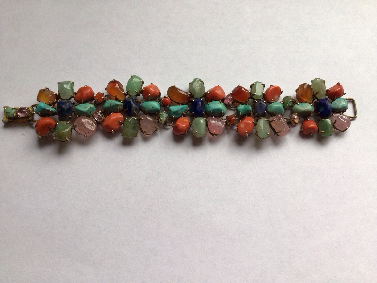 Signed Bruner Gold Filled Multi stone Vintage Bra… - image 1