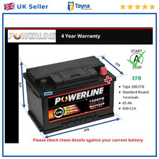 EFB Battery fits FORD FOCUS Stop Start 100 EFB 650A 65Ah 4Yr Warranty