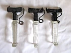 Set of 3 Vintage Pyrex Flameware Detachable Locking Handles Clear Glass & Metal