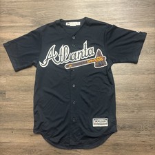 Atlanta Braves Majestic MLB Baseball Jersey Size Small Navy Blue Cool Base
