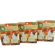 6 Air Wick Scented Plug-In Refills Essential Oil Pumpkin Spice Limited Ed. NEW
