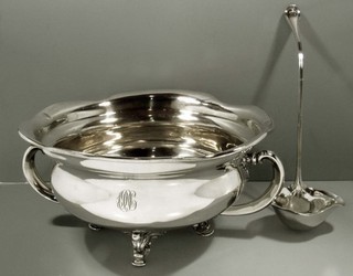 Simon's Bros. Sterling Silver Punch Bowl & Ladle c1890