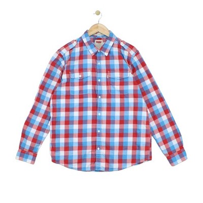 Levis Karohemd Herren Größe XL Blau Freizeit Button-Down Langarm