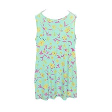【Dress】CHANEL all-over print sleeveless dress nylon light blue multicolor.
