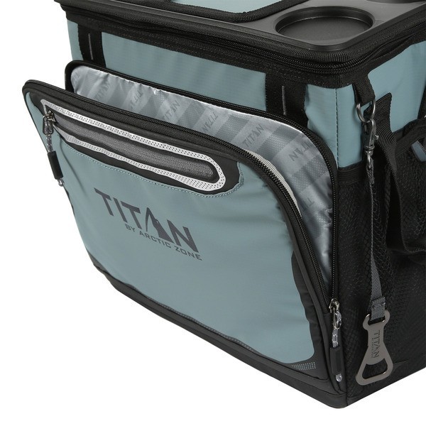 Titan 40 Can Collapsible Cooler - Gray - TableTop with 2 drink holders - 1740589