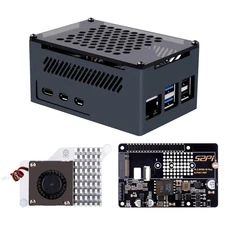 P33 M.2 NVME M-Key PoE+ Hat with Official Pi 5 Active Cooler and Aluminum Cas...