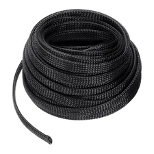 50 Ft - 3/8 in Expandable Braided Cable Sleeve, PET Cable Management, Black