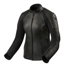 Rev’it! Luna Ladies Leather Motorcycle Motorbike Jacket Black - 42 (UK14)
