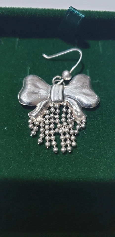 argento Orecchini Farfalla  Argento- Bottone & Pendente vintage - Immagine 3 di 4