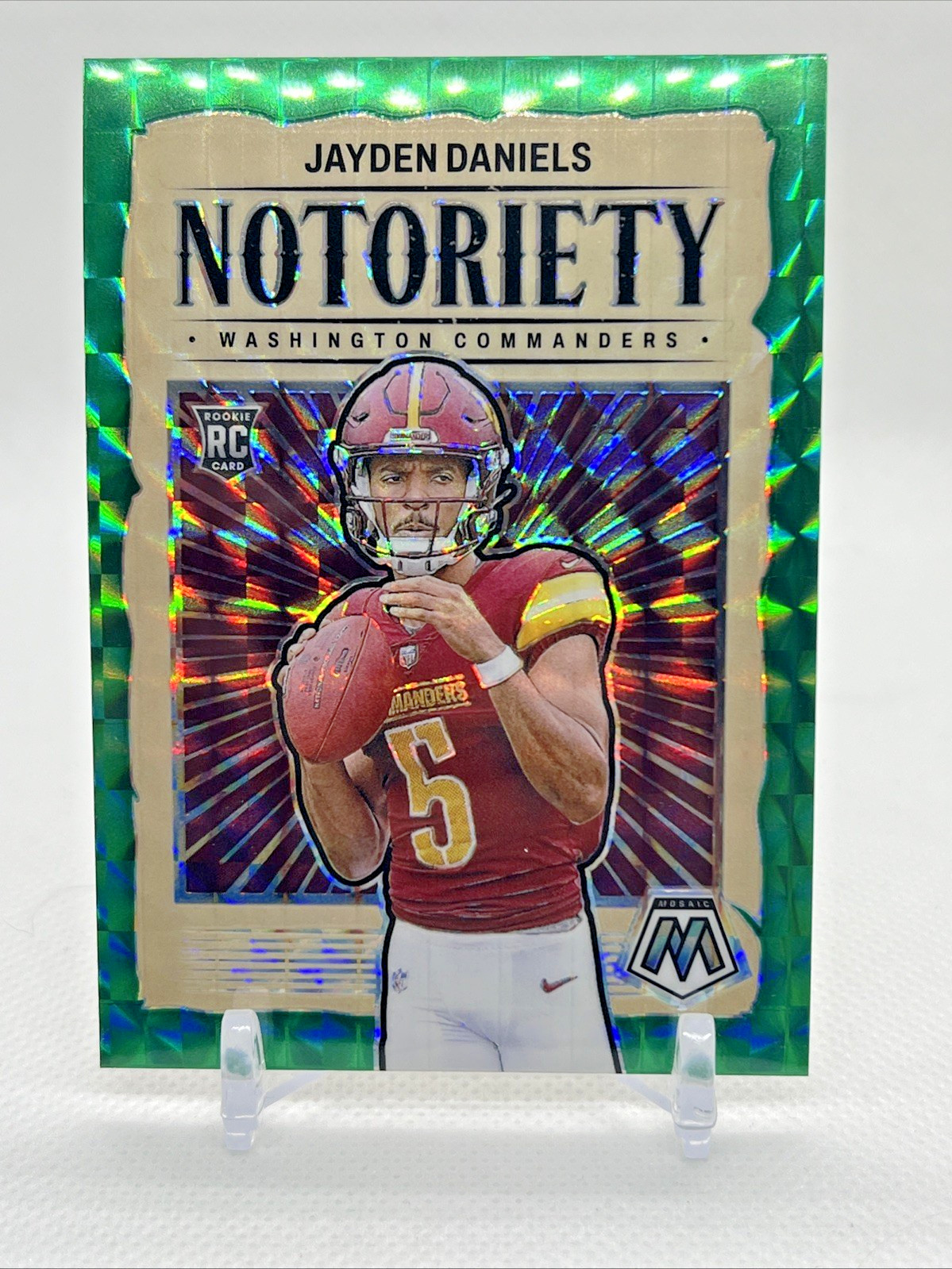 2024 Panini Mosaic - Notoriety Jayden Daniels #19 Green Mosaic Prizm (RC)