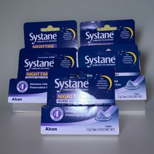  5 Pack Systane Nighttime Lubricant Eye Ointment 3.5g Tube 1/8 oz exp 2027