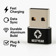 3-Pack USB-C to USB-A Adapter Fast Charging Aluminum for iPhone Samsung