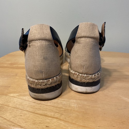 Sandali espadrillas ANA taglia 7,5 marrone nero tela ecopelle cinturino alla caviglia fibbia - Foto 4 di 8