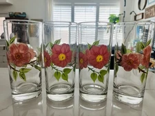 Set of 4 Franciscan DESERT ROSE Tumbler Highball Glasses 6.25" Tall 14 Oz