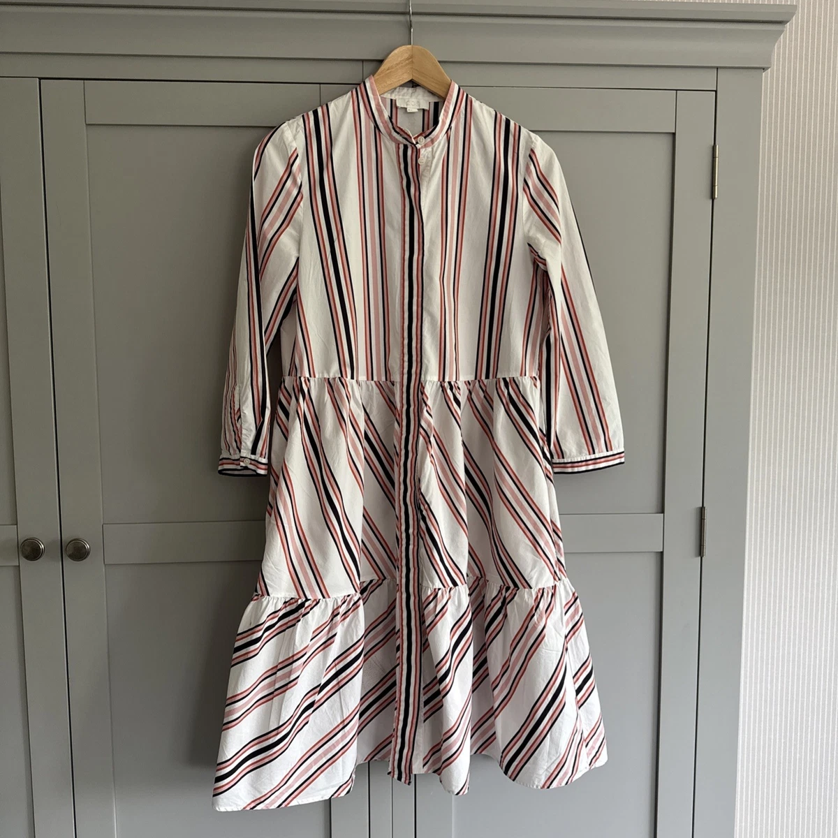 cos layered striped trapeze shirt dress COS Layered Striped Trapeze Shirt Dress in Blue
