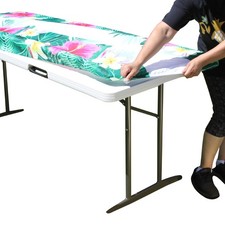 TableCloth PLUS Summer Waterproof Elastic Fitted Tablecloth, 6 ft Rectangular