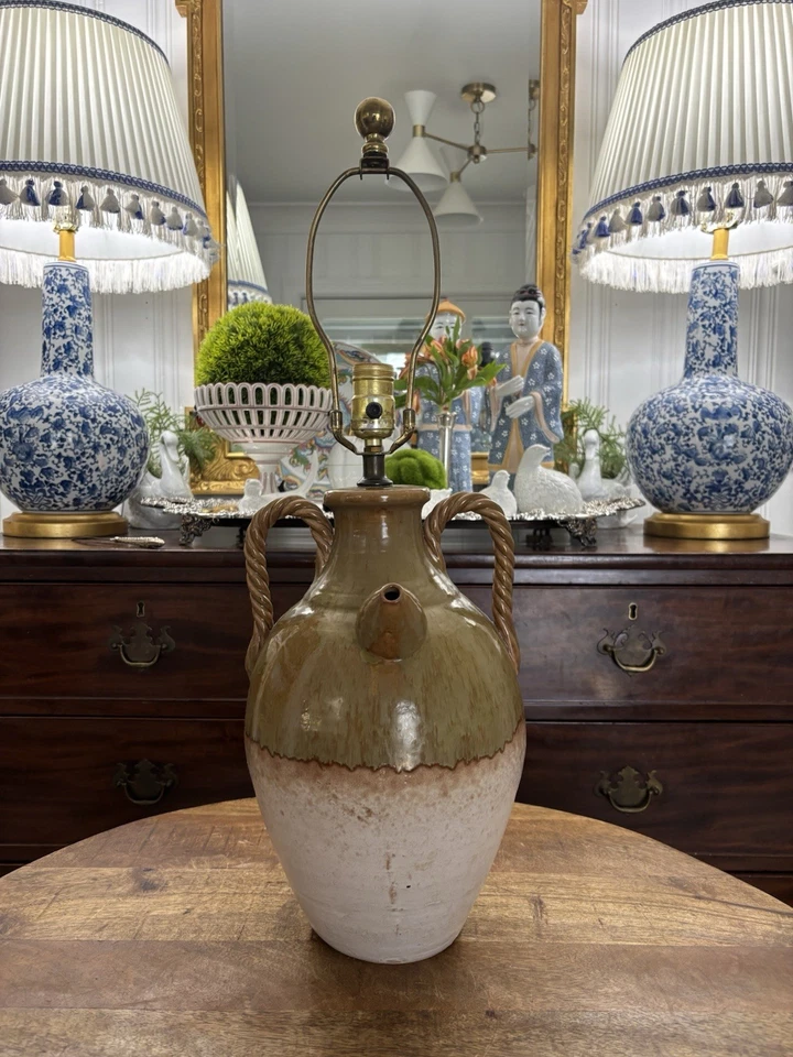 Lámpara dispensadora jarra aceite amor cerámica fea italiana vintage rústica colores naturales Foto 2 de 4