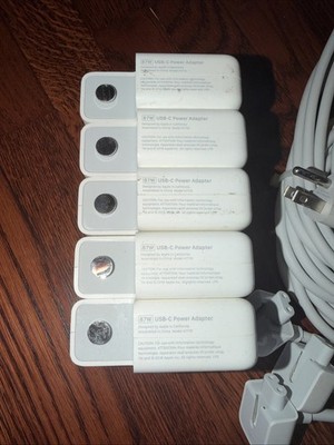 Genuine Apple A1719 87W USB-C Power Charging Adapter w/Extension Cable LOT OF 5