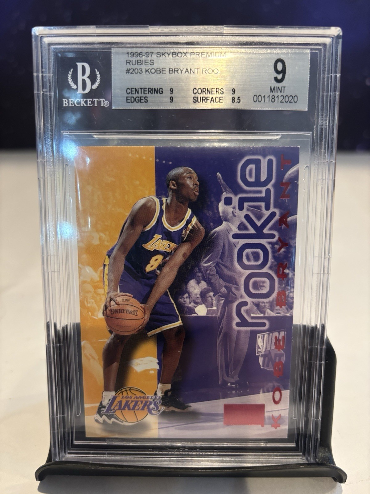 1996-97 NBA Skybox Premium Rubies #203 Kobe Bryant Red Rookie RC Beckett 9 MINT