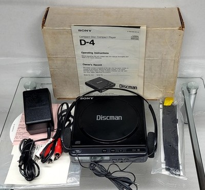  Vintage Sony Discman D-4 Portable w/ all accessories and box- TESTED WORKING 
