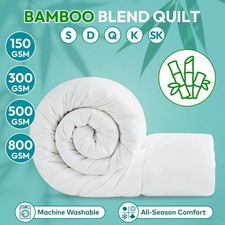 Bamboo Blend Quilt 150/300/500/800GSM Soft Summer Winter All Season Duvet Doona 