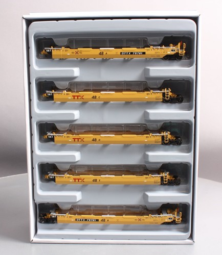 Tren remolque Athearn 15604 escala HO Maxi III vagones pozo #75781 juego de 5 vagones LN/caja | Condition: Used