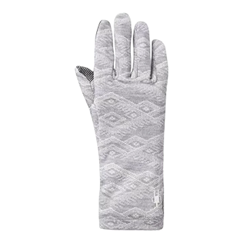 Luvas femininas Smartwool Thermal Merino 250 tela sensível ao toque L cinza Fair Isle novas com etiquetas - Imagem 2 de 3