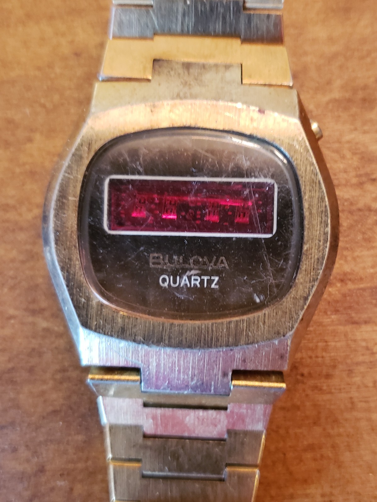 Vintage 1976 Bulova Computron Red LED Quartz Watch, Original Bracelet For Repair
